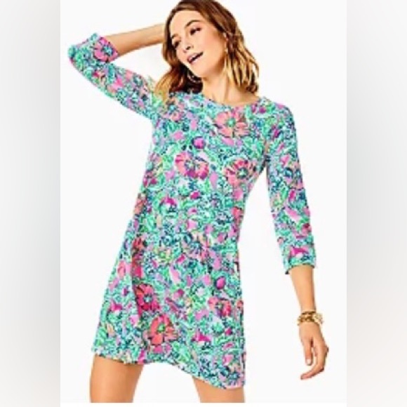 ASHLER STRETCH MAXI SHIFT, SOLEIL PINK PERFECT POPPY main image 1